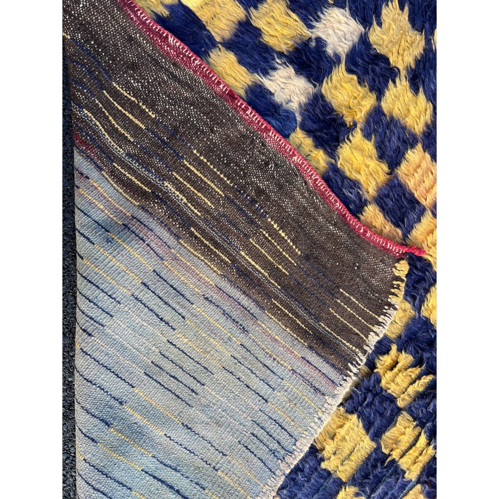 Vintage Handmade Turkish Tulu Rug with Checkered Design. Circa 1950