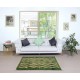 Custom Hand Knotted "Tulu" Rug, Green Zigzag Design Turkish Carpet. 100% Soft Wool