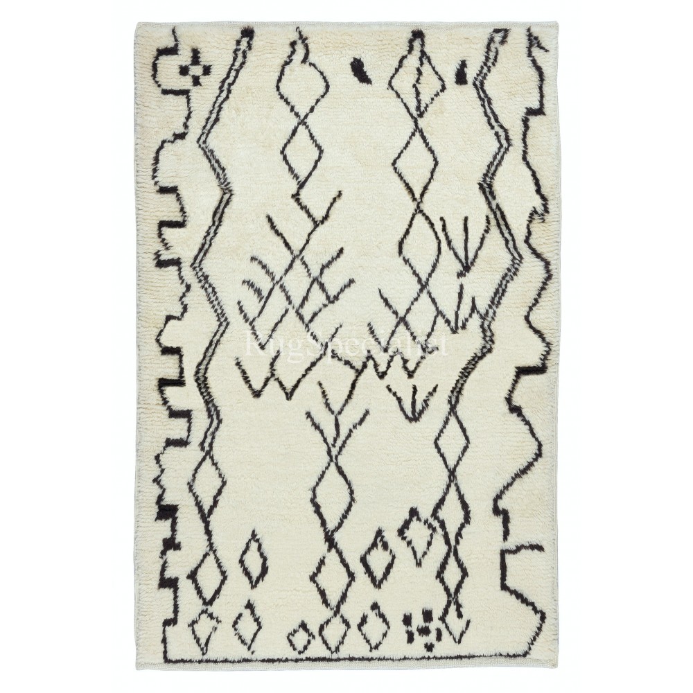Contemporary Handmade Moroccan Berber Tulu Rug, 100% Natural Wool