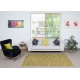 Handmade Floral Patterned Turkish Rug in Yellow Color, Contemporary Anti-bacterial Floor Covering