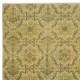 Handmade Floral Patterned Turkish Rug in Yellow Color, Contemporary Anti-bacterial Floor Covering