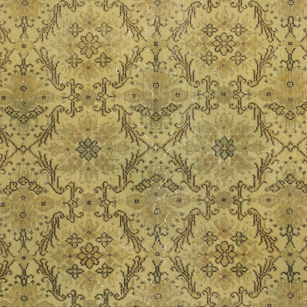 Handmade Floral Patterned Turkish Rug in Yellow Color, Contemporary Anti-bacterial Floor Covering