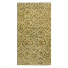 Handmade Floral Patterned Turkish Rug in Yellow Color, Contemporary Anti-bacterial Floor Covering
