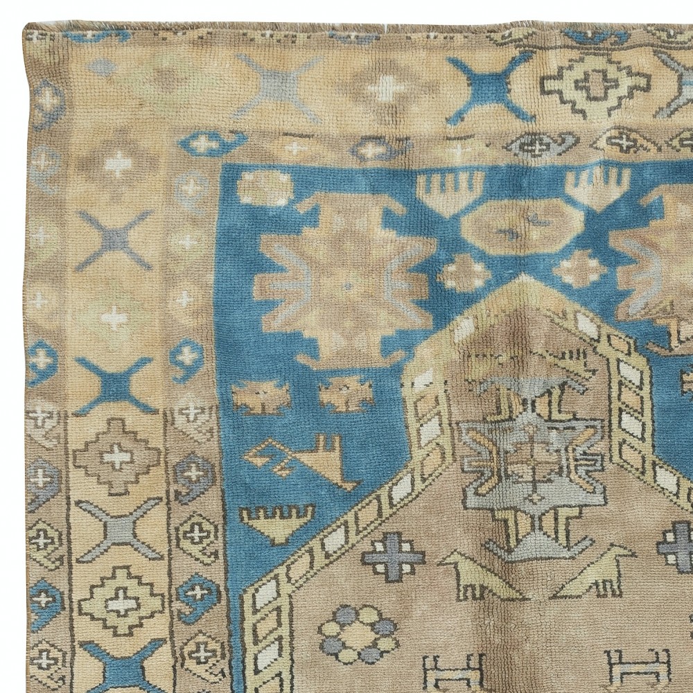 Vintage Hand Knotted Turkish Area Rug, 100% Wool