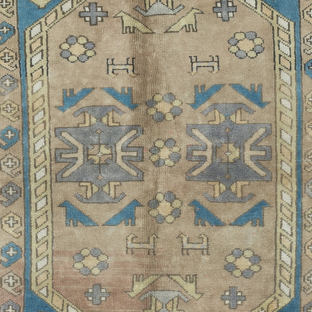 Vintage Hand Knotted Turkish Area Rug, 100% Wool