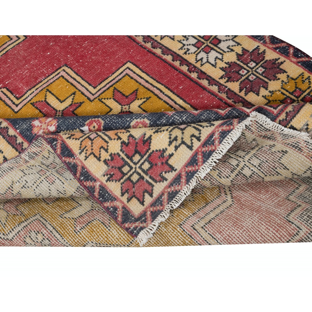 Vintage Turkish Oriental Rug. 100% Wool. Unique Hand Knotted Village Rug