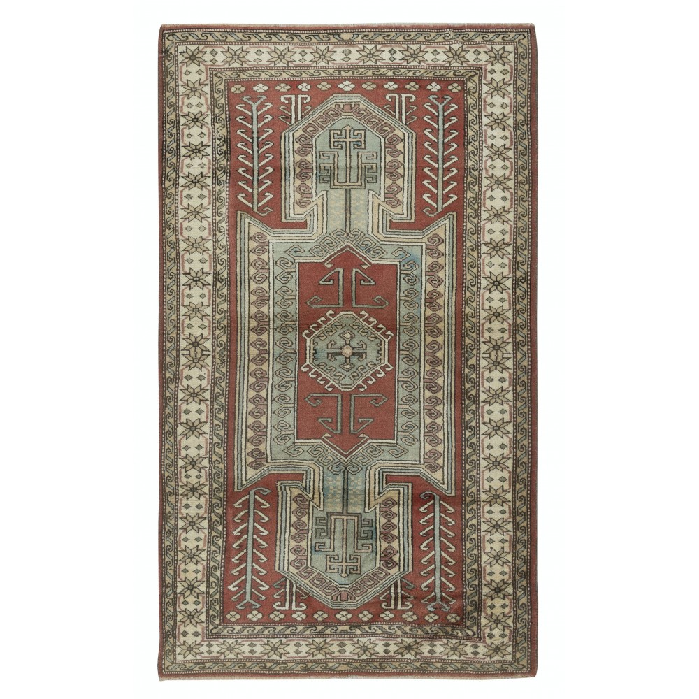 One of a kind Vintage Handmade Turkish Rug, 100% Wool