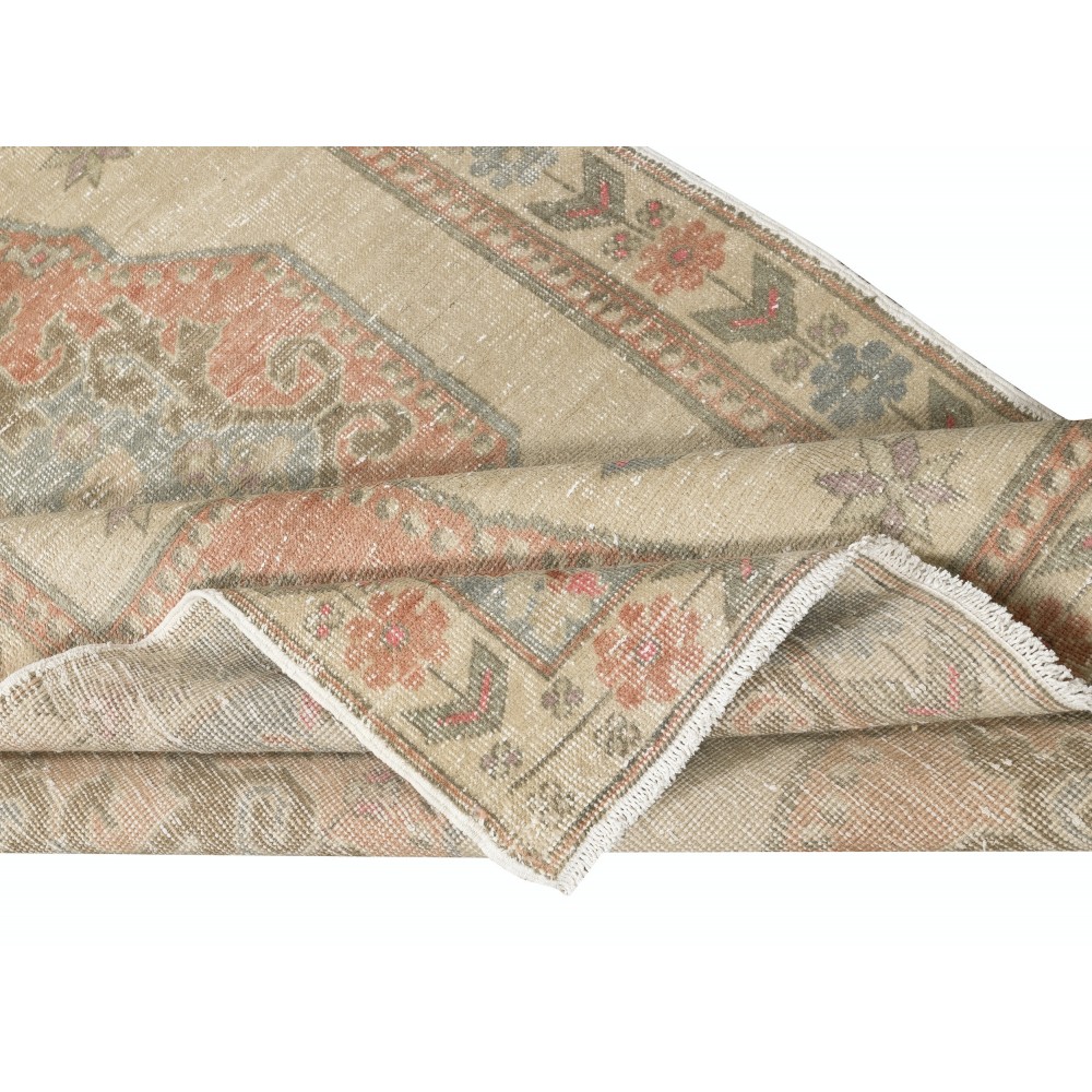 One of a kind Vintage Handmade Turkish Area Rug with Medallion Design