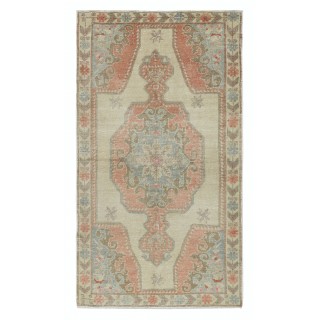 One of a kind Vintage Handmade Turkish Area Rug with Medallion Design