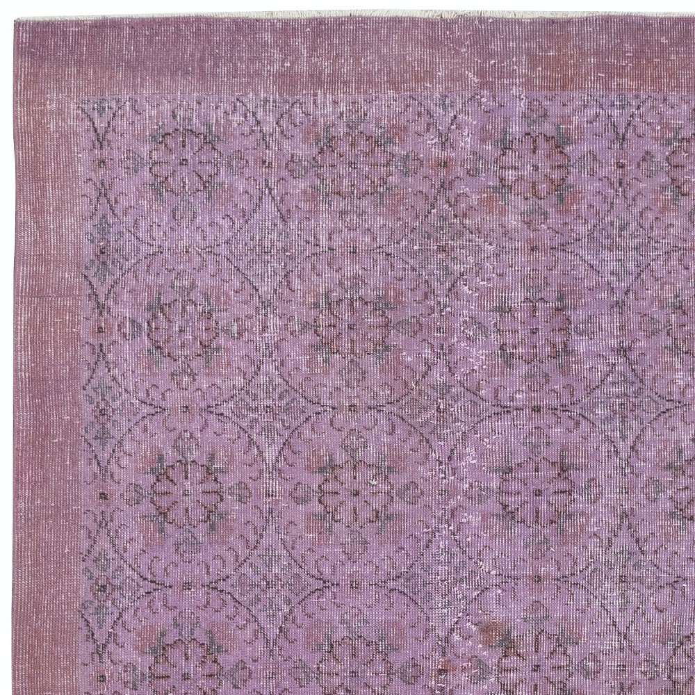 Contemporary Floral Patterned Area Rug in Purple, Hand-Knotted in Turkey