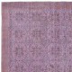 Contemporary Floral Patterned Area Rug in Purple, Hand-Knotted in Turkey