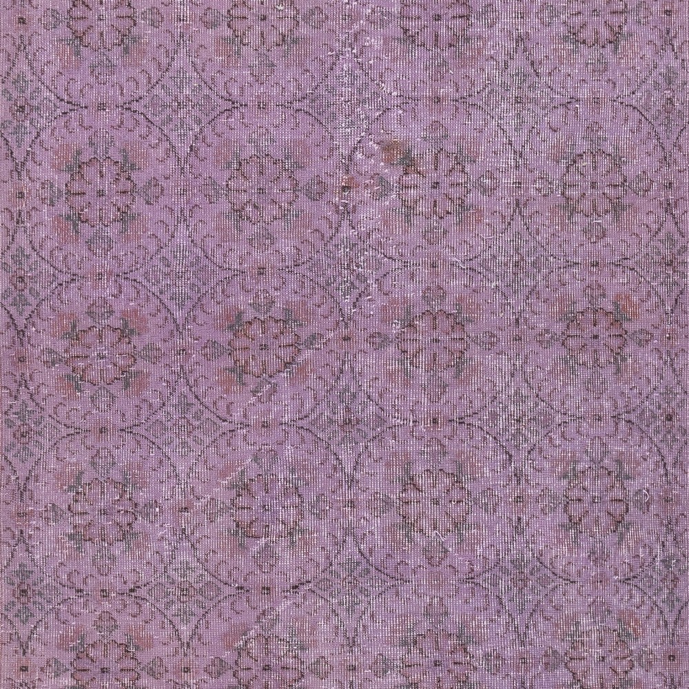Contemporary Floral Patterned Area Rug in Purple, Hand-Knotted in Turkey