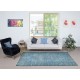 Light Blue Color Handmade Turkish Wool Area Rug for Contemporary Interiors