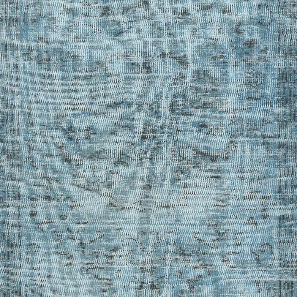 Light Blue Color Handmade Turkish Wool Area Rug for Contemporary Interiors