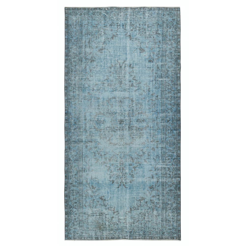 Light Blue Color Handmade Turkish Wool Area Rug for Contemporary Interiors
