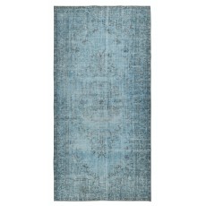 Light Blue Color Handmade Turkish Wool Area Rug for Contemporary Interiors