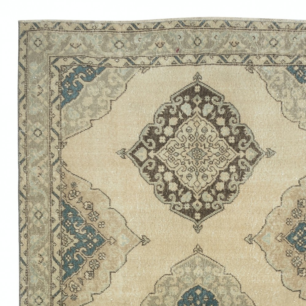 Vintage Runner Rug for Kitchen. Handmade Hallway Rug. Oushak Stair Rug. Corridor Rug. Beige Entryway Rug