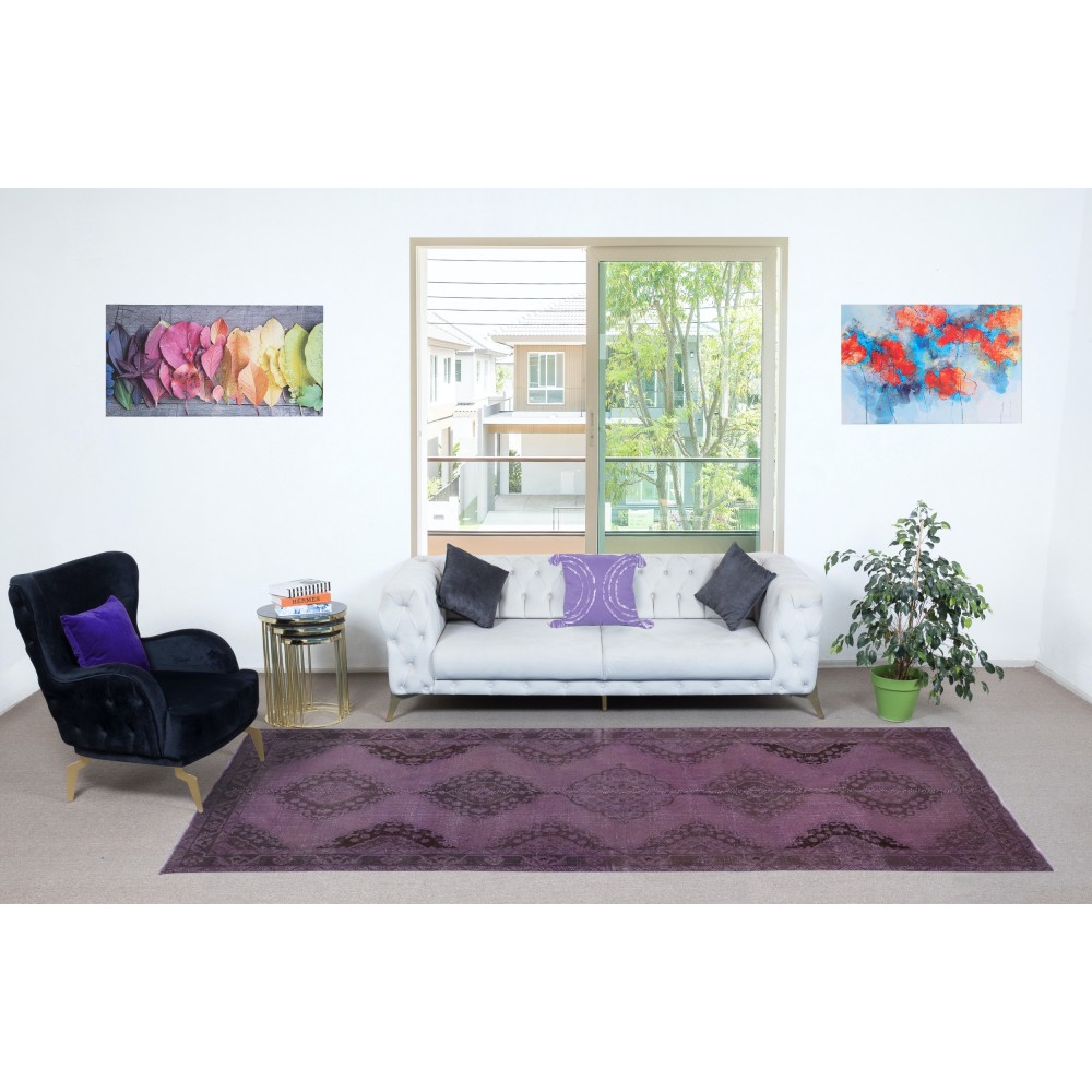 Handmade Hallway Runner. Kitchen Rug. Corridor Rug. Purple Color Stair Rug