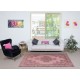 Contemporary Area Rug in Pink. Hand-Knotted in Turkey. Wool pile on cotton foundation