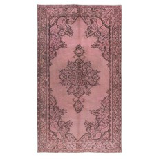 Contemporary Area Rug in Pink. Hand-Knotted in Turkey. Wool pile on cotton foundation