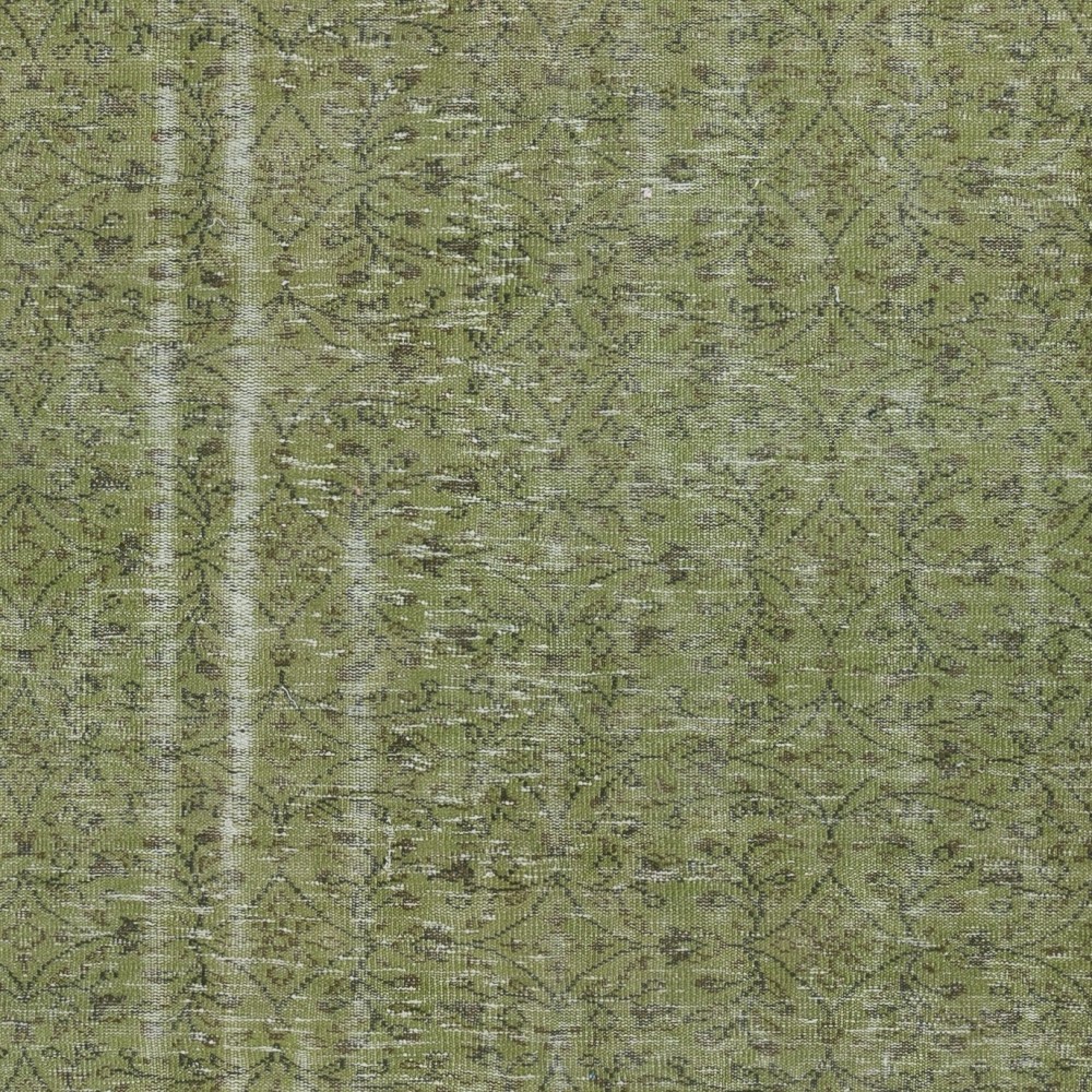 Hand-Made Floral Patterned Rug from Turkey. Green Color Re-Dyed Area Rug