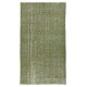 Hand-Made Floral Patterned Rug from Turkey. Green Color Re-Dyed Area Rug