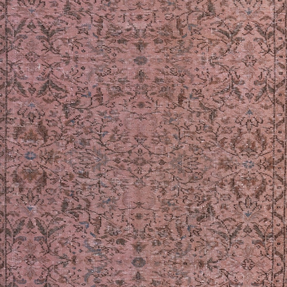Contemporary Floral Patterned Area Rug in Pink. Hand-Knotted in Turkey. Wool pile on cotton foundation