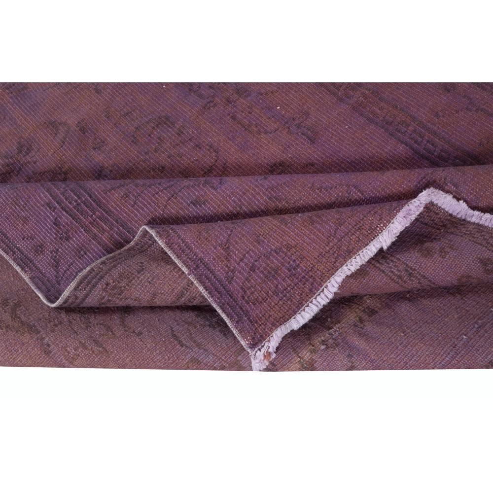 Hand-Made Purple Floor Rug from Turkey, Redyed Bohem Carpet for Living Room
