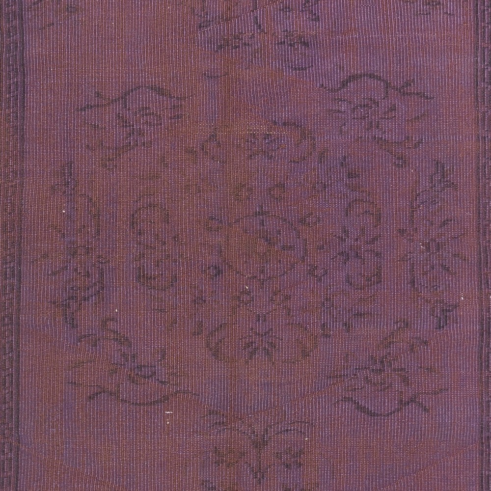 Hand-Made Purple Floor Rug from Turkey, Redyed Bohem Carpet for Living Room