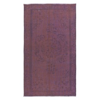 Hand-Made Purple Floor Rug from Turkey, Redyed Bohem Carpet for Living Room