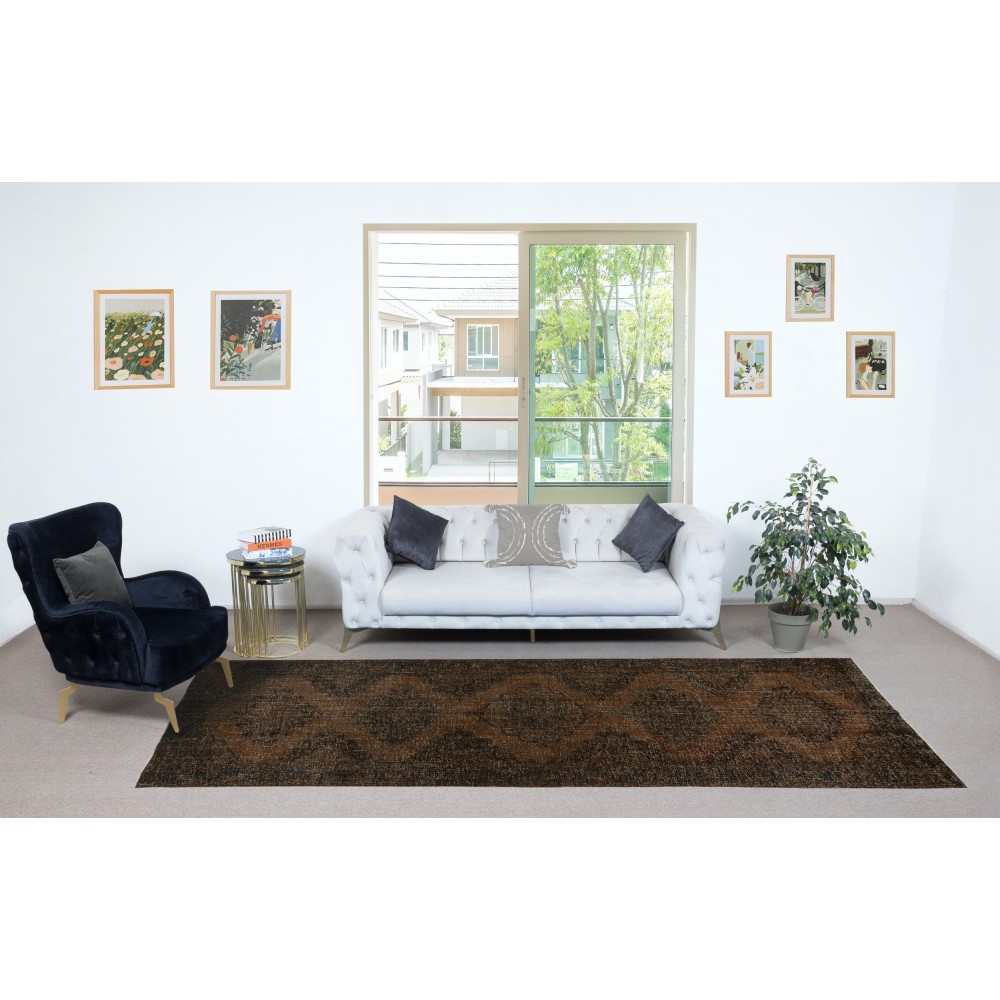 Brown Hallway Runner. Kitchen Rug. Handmade Corridor Rug. Stair Rug. Entryway Rug