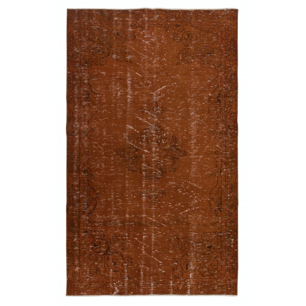 Modern Area Rug in Orange, Handwoven and Handknotted in Turkey