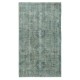 Teal Blue Color Wool Area Rug. Handmade Turkish Rug. Modern Home Decor
