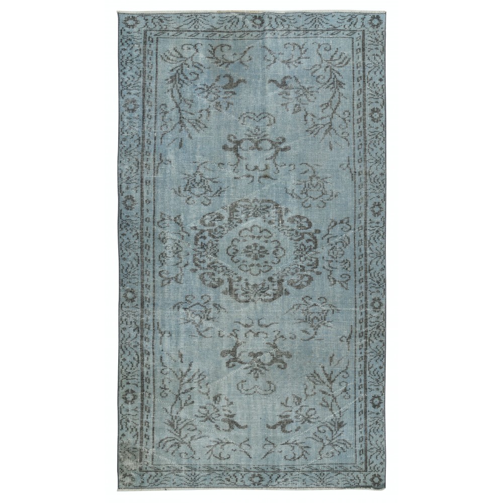 Light Blue Color Handmade Turkish Wool Area Rug for Modern Home and Office Decor