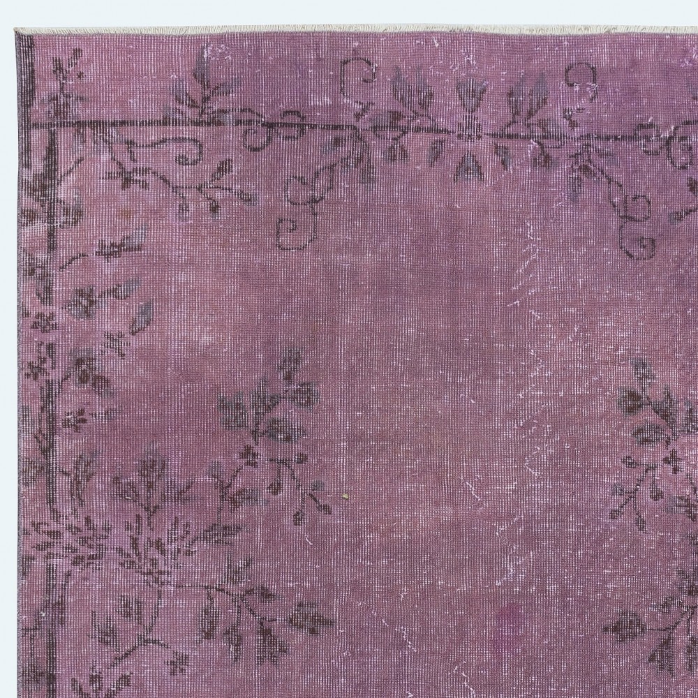 Purple Color Handmade Wool Area Rug from Turkey, Great 4 Modern Interiors