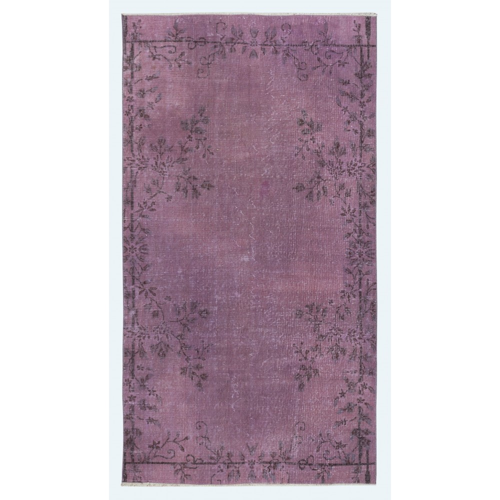 Purple Color Handmade Wool Area Rug from Turkey, Great 4 Modern Interiors