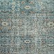 Unique Vintage Handmade Area Rug with Floral Design & Blue Background