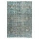Unique Vintage Handmade Area Rug with Floral Design & Blue Background