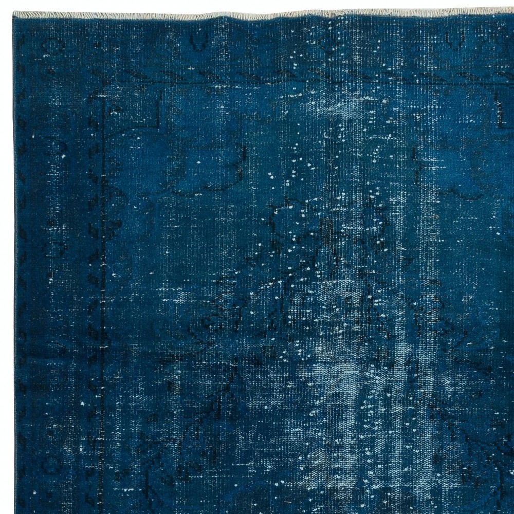 Modern Area Rug in Solid Navy Blue, Hand-woven and Hand-knotted in Turkey