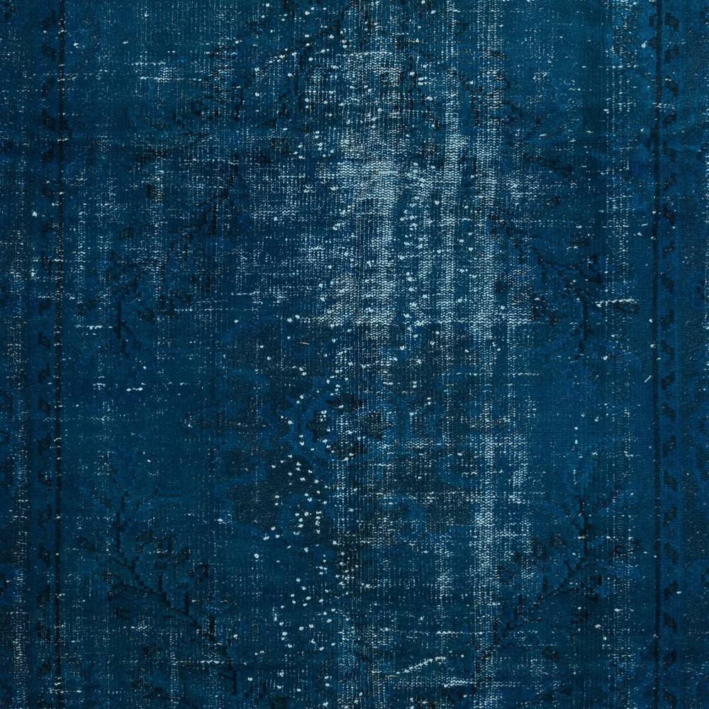 Modern Area Rug in Solid Navy Blue, Hand-woven and Hand-knotted in Turkey