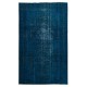 Modern Area Rug in Solid Navy Blue, Hand-woven and Hand-knotted in Turkey