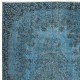Blue Color Modern Area Rug with Medallion Design, Handmade in Turkey