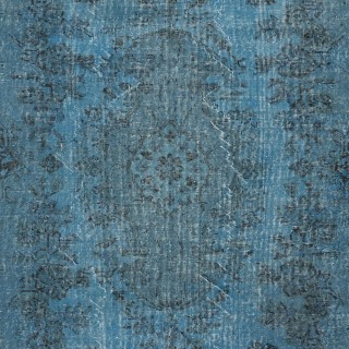 Blue Color Modern Area Rug with Medallion Design, Handmade in Turkey