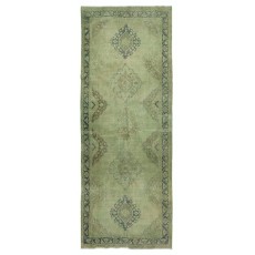 Turkish Hallway Runner. Green Kitchen Rug. Handmade Corridor Rug. Stair Rug. Entryway Rug