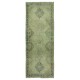 Turkish Hallway Runner. Green Kitchen Rug. Handmade Corridor Rug. Stair Rug. Entryway Rug