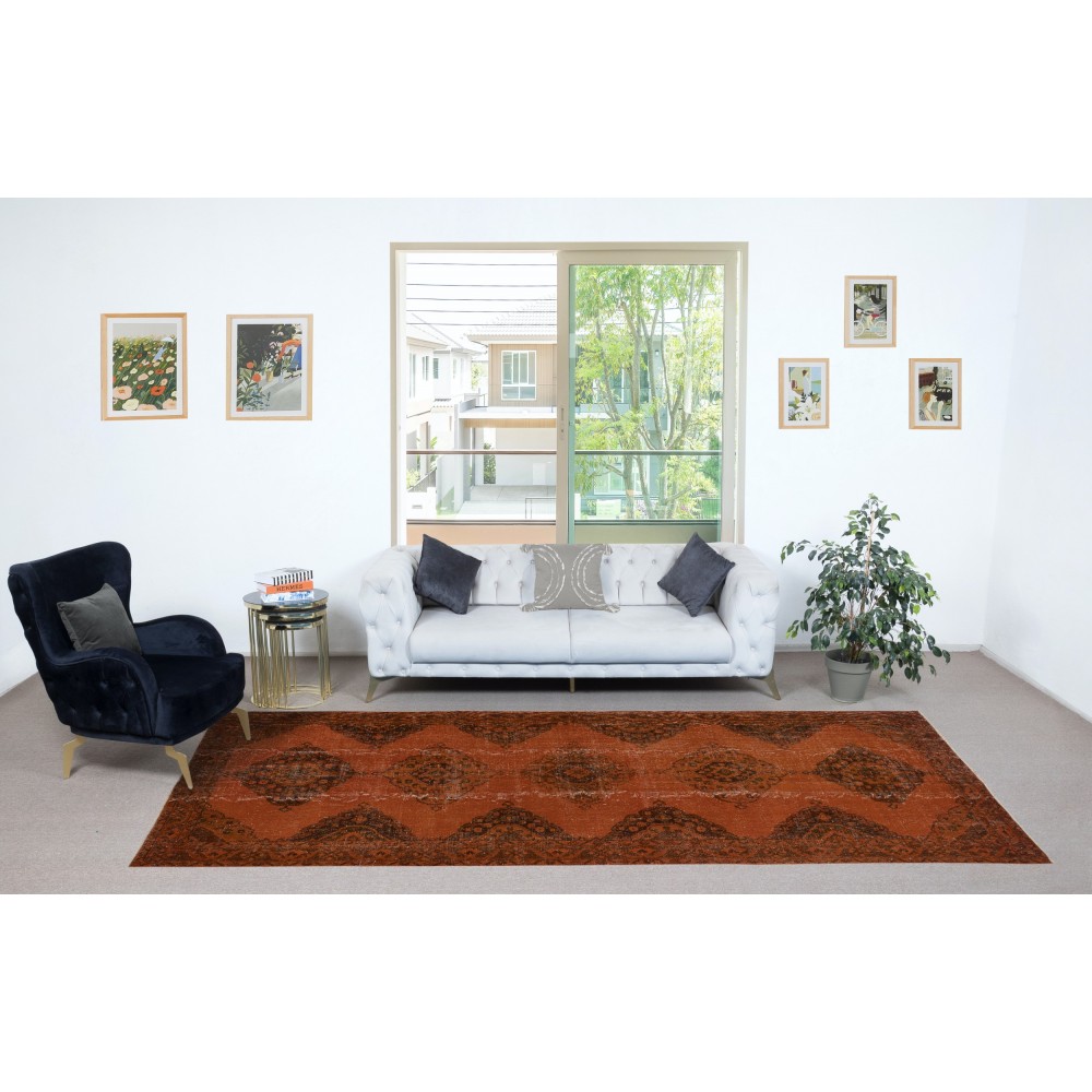 Orange Hallway Runner. Kitchen Rug. Handmade Corridor Rug. Stair Rug. Entryway Rug