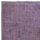 Vintage Handmade Turkish Area Rug redyed in Purple Color for contemporary interiors