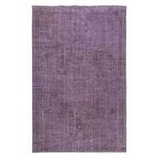 Vintage Handmade Turkish Area Rug redyed in Purple Color for contemporary interiors