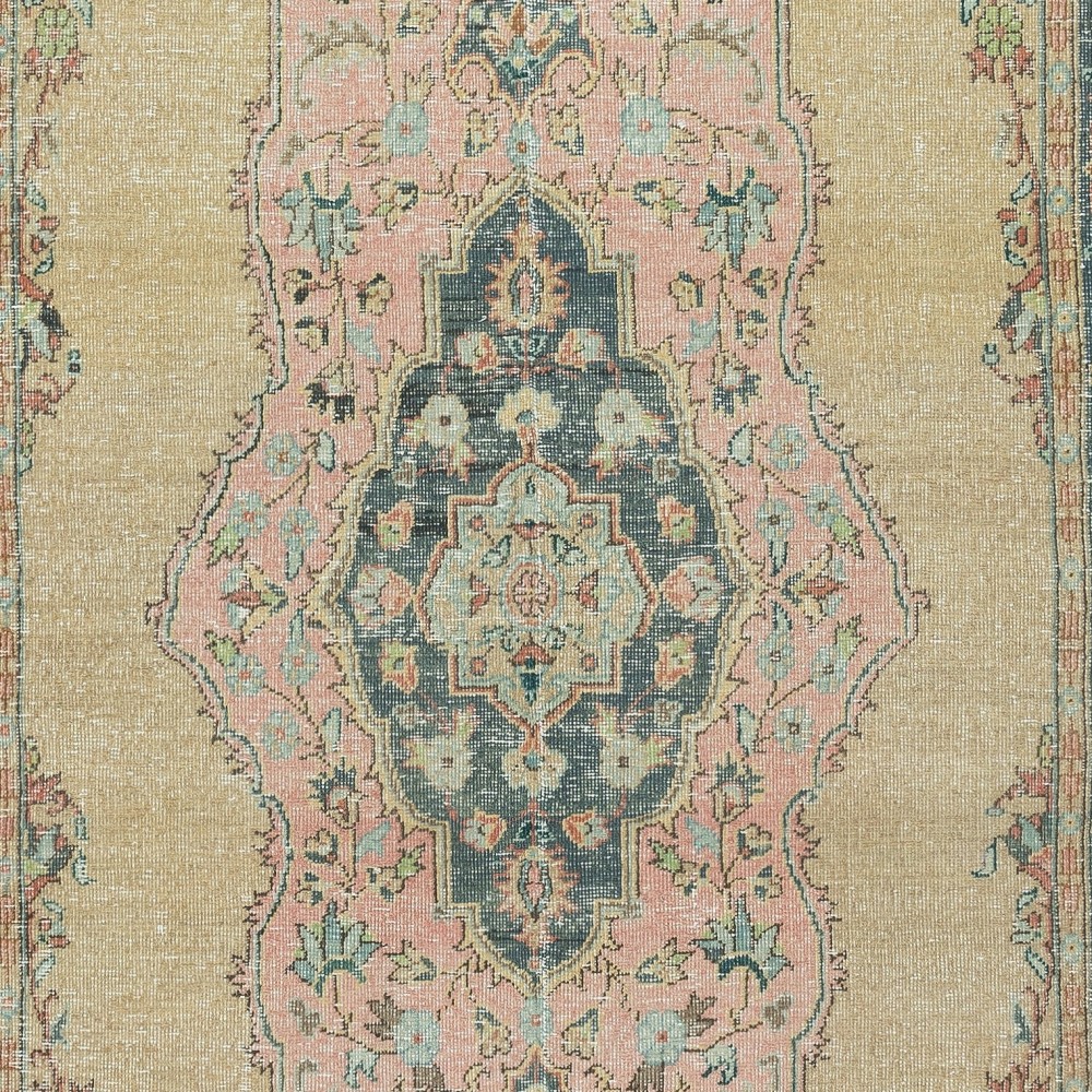 Vintage Handmade Turkish Area Rug with Medallion Design