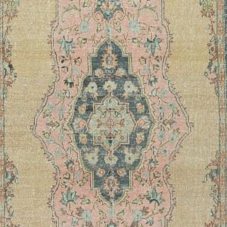 Vintage Handmade Turkish Area Rug with Medallion Design